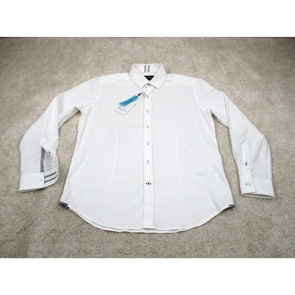 Robert Graham Dress Shirt Mens Large Tailored White Modern Americana Button Up
